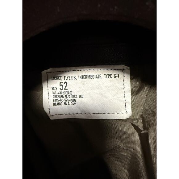 Vintage US Navy G-1 Flight Jacket Mens 52 Brown Leather Mouton Collar Bomber 80s - Picture 5 of 16